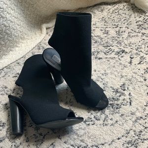 Black peek-a-boo heels